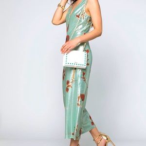 Bebe Printed Sequin Jumpsuit